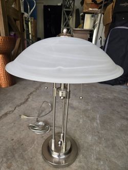 Brushed Nickel Table Lamp with Glass Shade