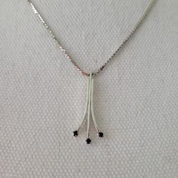 Vintage 1978 "The Collection" Precious Sapphire Pendant Necklace Sterling Silver