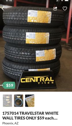 1747014 Travelstar white wall tires only $59 each...... installed