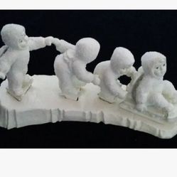Snowbabies Miniatures Ornaments "i’m Right Behind You" Set Of 5,