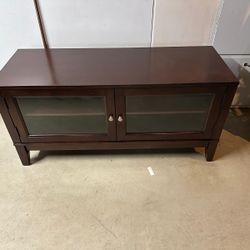 Wooden TV Stand With Glass Doors 