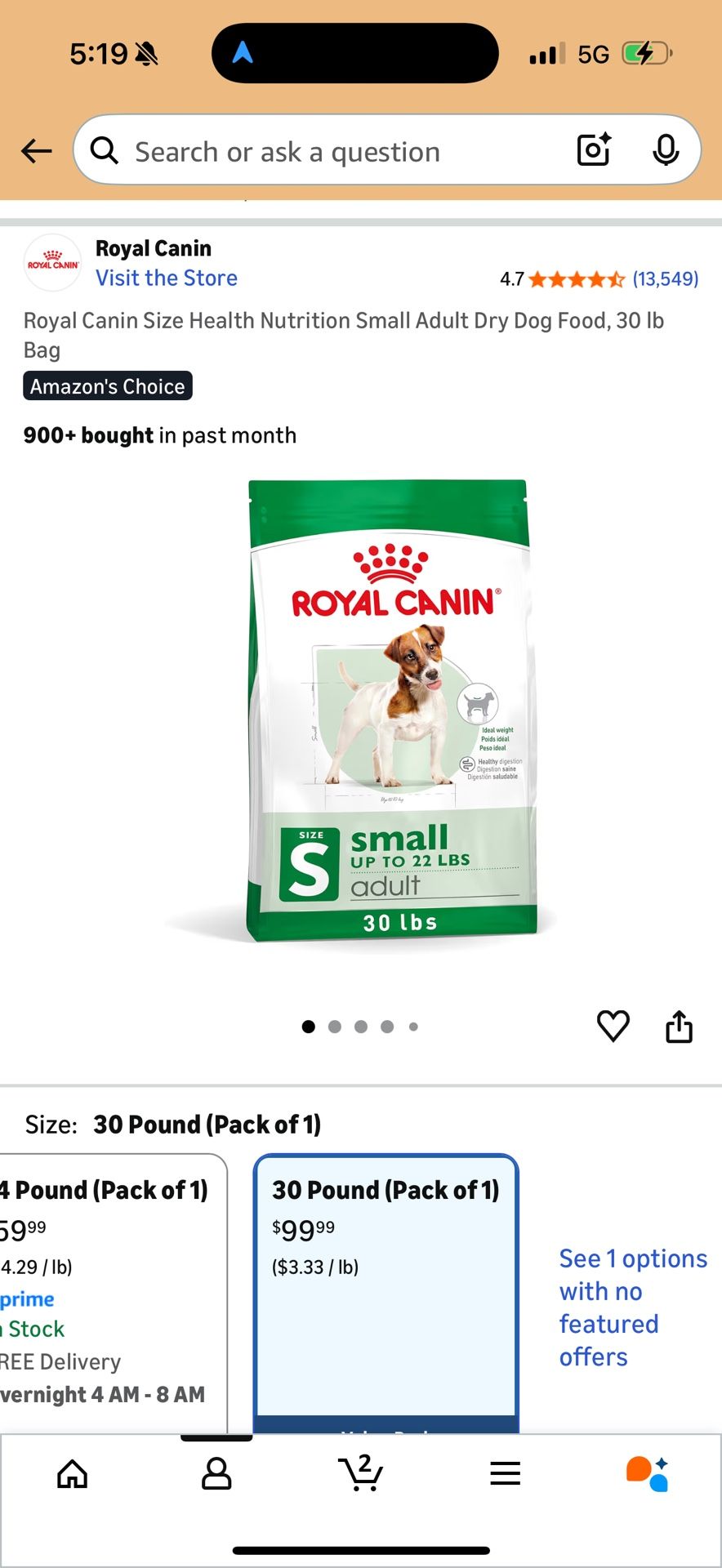 Royal Canin Size Health Nutrition Small Adult Dry Dog Food 30 lb Bag