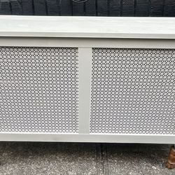 Metal Radiator Cover with Wooden Legs & Functional Side Shelves 