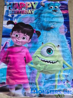 Monsters 3x4 happy birthday banner