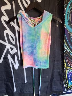 Rave Tie dye crop top with hood