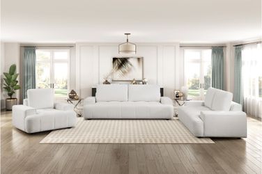 White  Living Room Sofa Set with Loveseat And Accent Chair