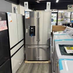 KitchenAid - 23.8 Cu. Ft. French Door Counter-Depth Refrigerator - PrintShield stainless With Wood Interior 🪵