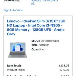 Lenovo - IdeaPad Slim 3i 15.6" Full HD Laptop - Intel Core i3-N305 - 8GB Memory - 128GB UFS - Arctic
