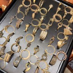 Emerald  ,Garnet , Amethyst Ruby And Gold 14 K 