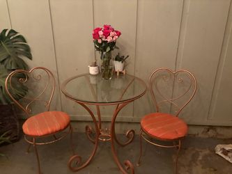 Bistro Table and Chair Set with Glass Top