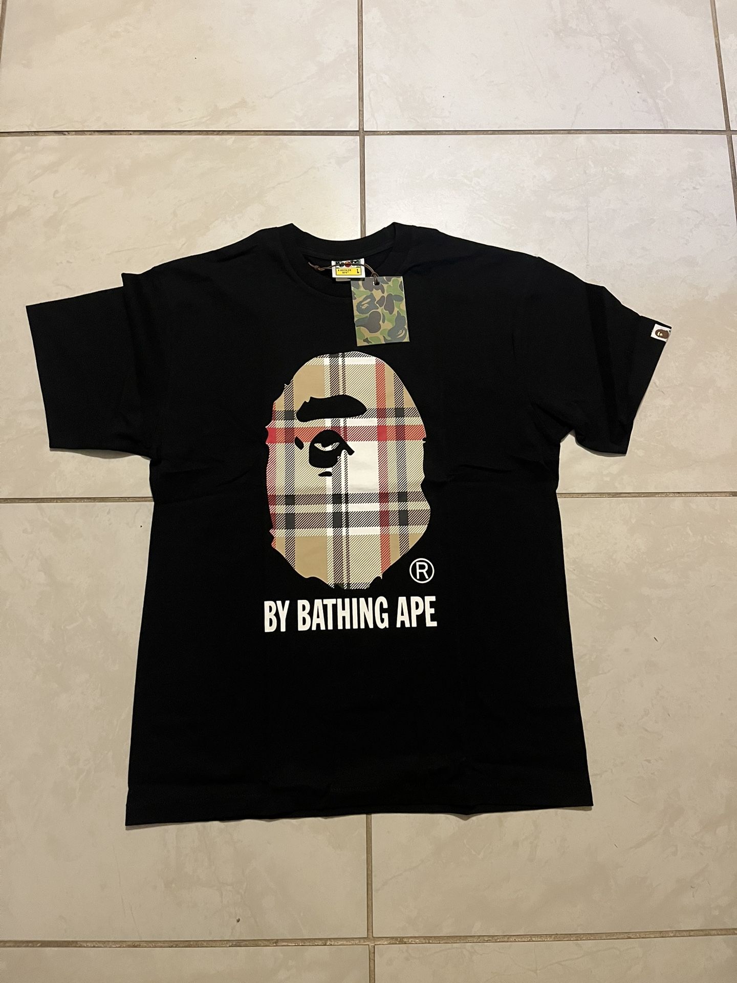Large Black Burberry Bathing Ape Shirt