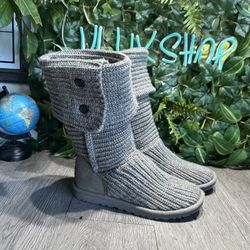 UGG Australia Cardy Classic Knit Tall Sweater Boots 5819 Gray Women Size 6