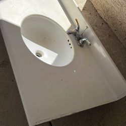 Bathroom Sink And Counter Top With Faucet 