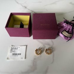 Gucci Interlocking G Gourmette Chain Hoop Earrings Gold Tone - New w/ Box