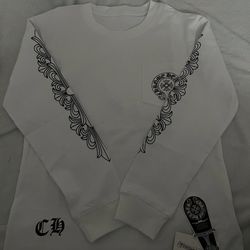 Chrome Hearts White Men's Long Sleeve Graphic Print Pocket Crew Neck T-Shirt