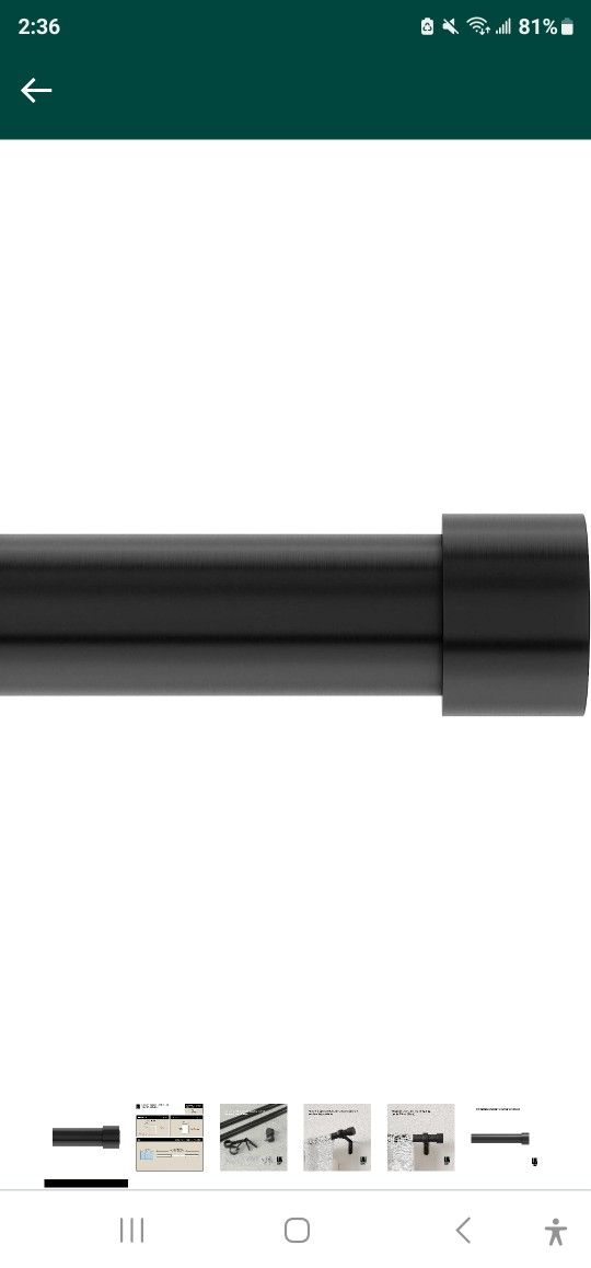 Umbra Cappa 1-Inch Curtain Rod, Includes 2 Matching Finials, Brackets & Hardware, 120 to 180-Inches,