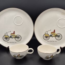 Lot Of 2 Vintage Salem 23K China Snack Plate & Cup Sets