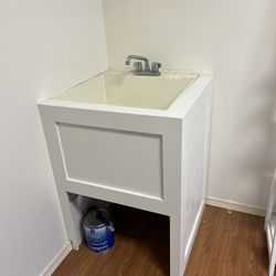 Custom White Utility Sink Cover 