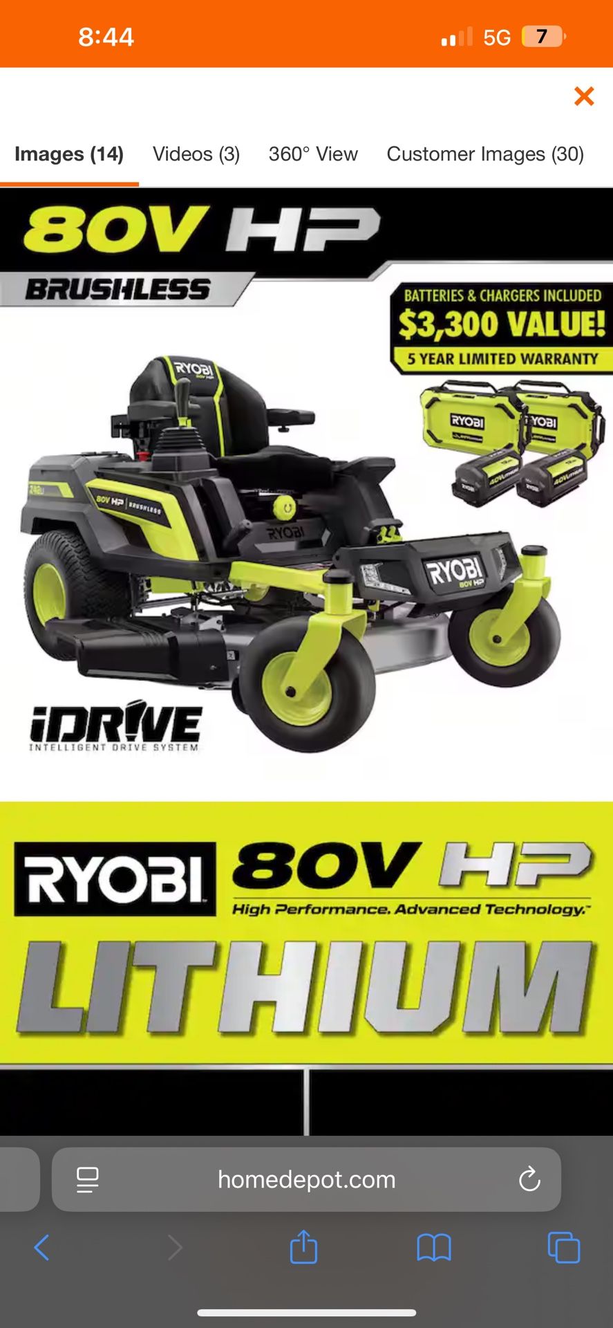 Ryobi Ride On Electric Mower