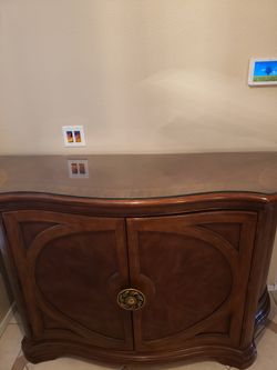 Credenza with glass topper