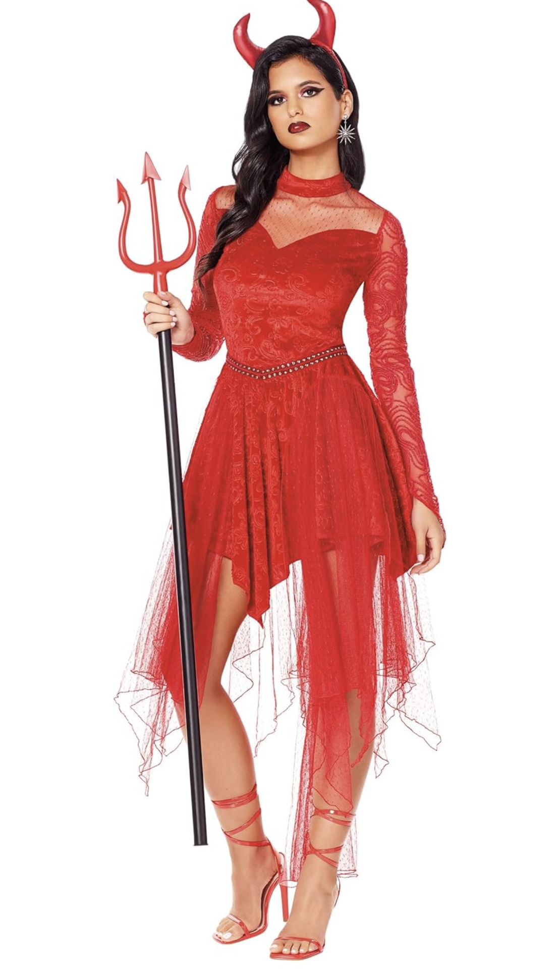 Spirit Halloween Adult Devious Devil Costume | Adult Devil Outfit | Red Devil Dress with Horns | Devil Dress Costume