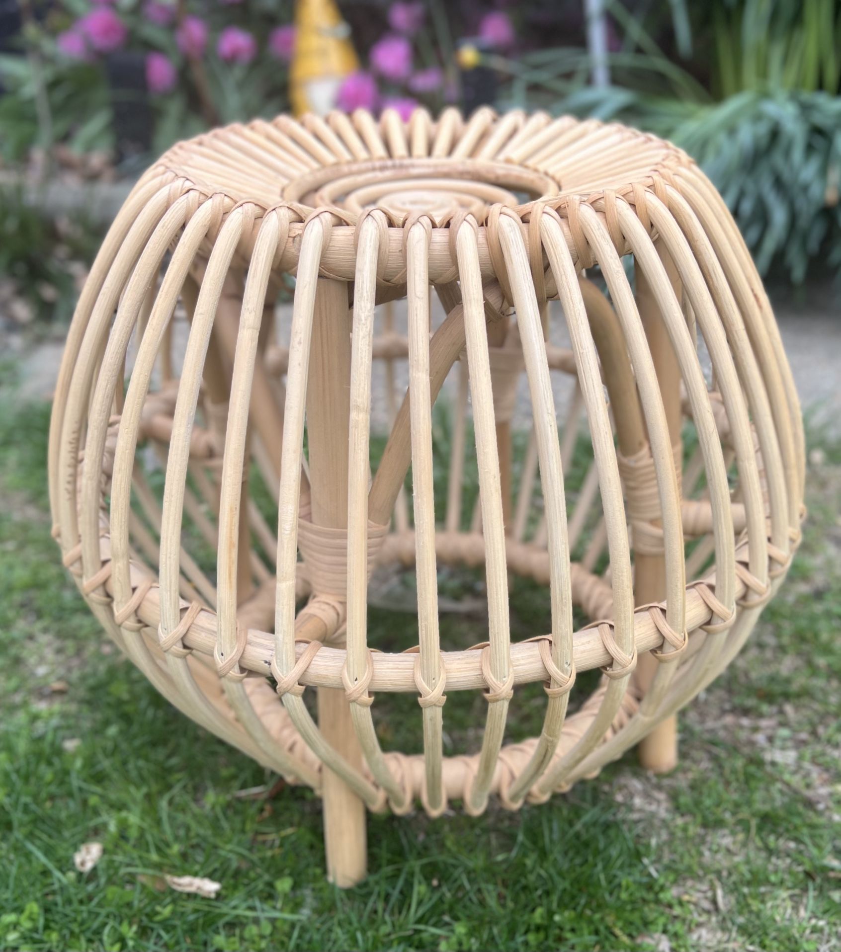 Round Bamboo Ottoman / Coffee Side Table