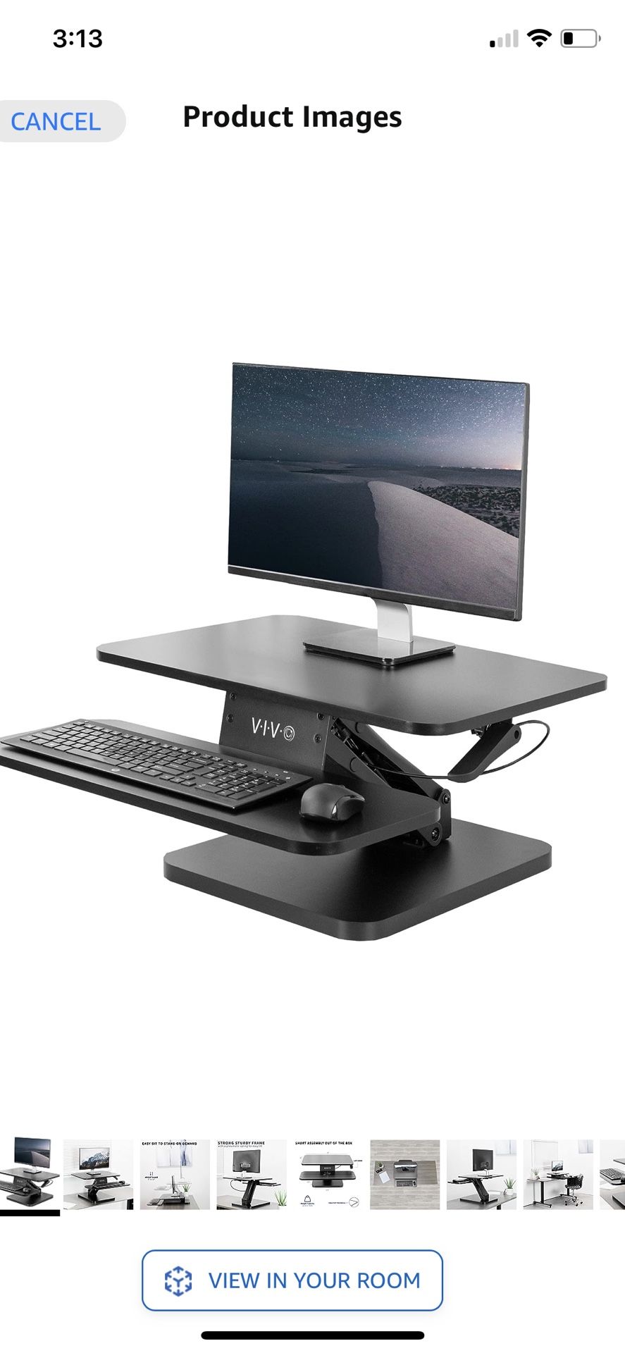 LIKE NEW VIVO Black Height Adjustable 25 inch Standing Desk Converter