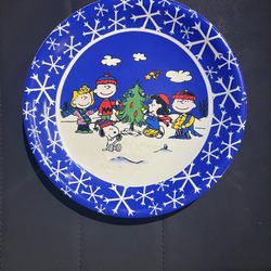 Maud Borup Peanuts Charlie Brown Snoopy Christmas plate by B.I. Inc