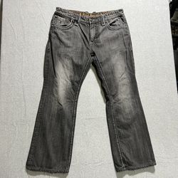 Rock Revival Mens Jeans Size 38x32 Charcoal Wash Carbin Bootcut Denim Streetwear