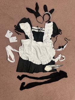 New S black dress aprn french maid costume cosplay festival rave accessories victorian Bundle deals available, feel free to message me with offers