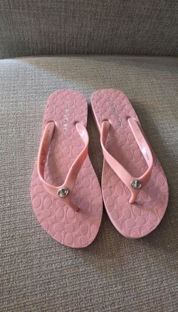 Coach Pale Pink Jelly Flip Flops with Signature Pattern