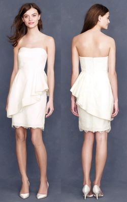 JCrew Cha Cha White Lace Strapless Mini Dress Sz 6 Bridal Asymmetric Ruffle Silk