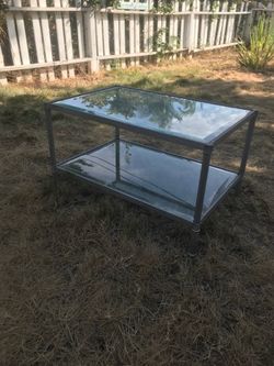 Coffee Table Glass Brass Vintage