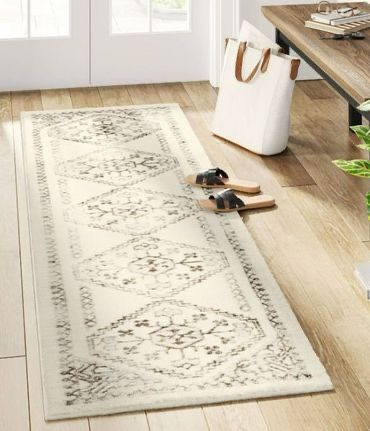 Distressed Persian Accent Runner Cream Size 2'x7' Runner