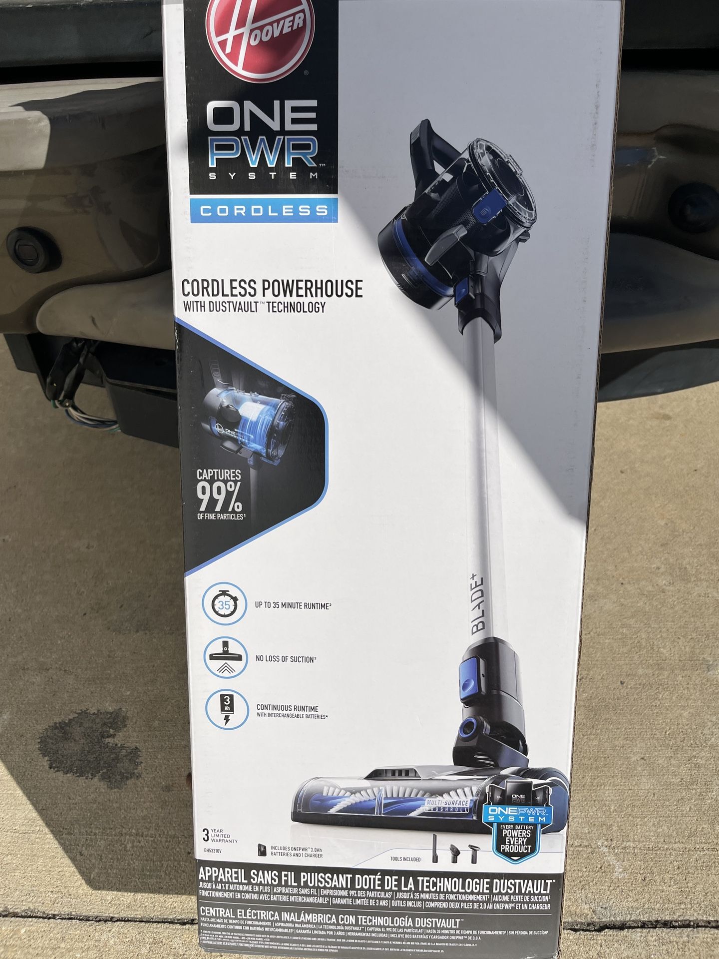 New in the box, Hoover lightweight battery operated stick vacuum