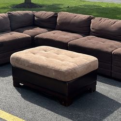 Brown Sectional Adjustable Couch Set With Ottoman 