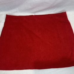 red corduroy skort with black inner shorts