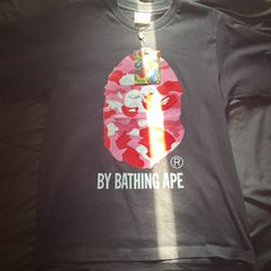 bape tee size S black and pink