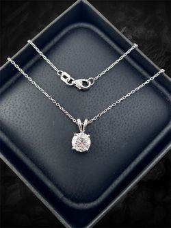 Brand New 1 Carat Lab Grown Diamond Solitaire Pendant Necklace 14K Solid White Gold IGI Certified