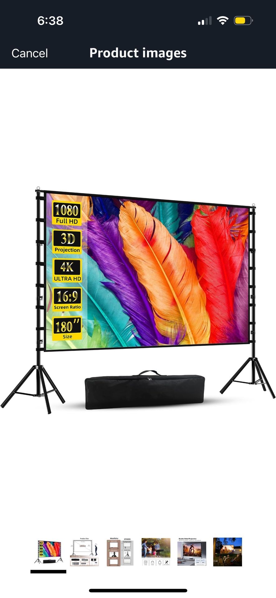 180-Inch Projector Screen with Foldable Stand