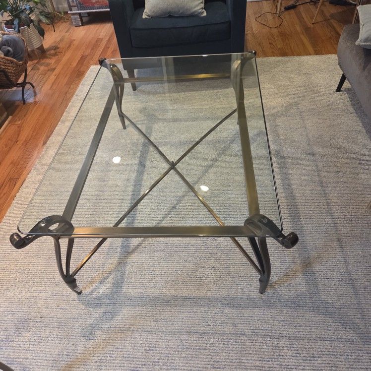 Bronze iron Metal Coffee Table With Matching