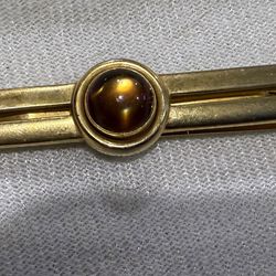 Vintage Swank Tie Bar With Brown Stone