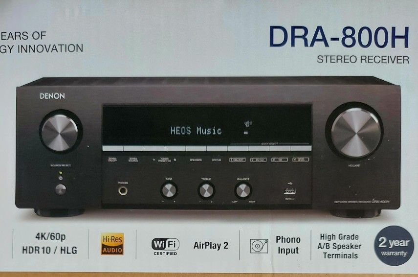 Denon DRA-800H 2-Channel Stereo Network Receiver for Home Theater | Hi-Fi Amplification | Connects to All Audio Sources | Latest HDCP 2.3 Processing