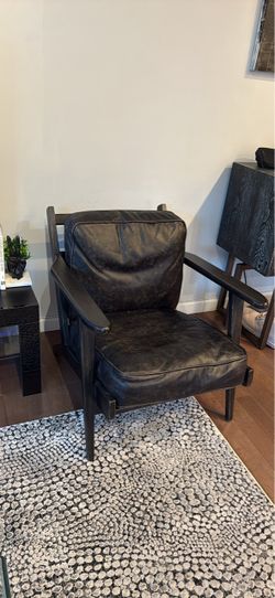 Restoration hardware black leather armchair