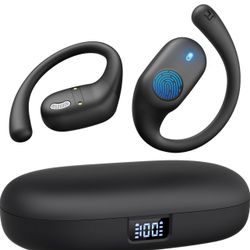 Open Ear Headphones, Bluetooth Headphones 5.3 Sports with Smart Digital Display, 36H Playtime, IP54 Waterproof, Wireless Earbuds Lightweight Design Fi