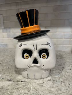 Halloween New Skeleton Ceramic Cookie Treat Jar