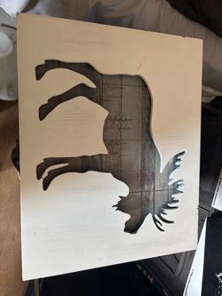 Moose Silhouette Layered Wood Wall Art