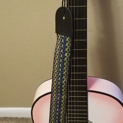 Pink Acoustic Guitar with Carrying Case