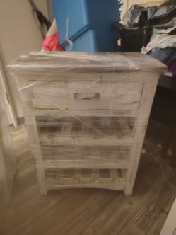 White Wood Nightstand Side Table w/ Storage, 1 Drawer & Lower Shelf 29x17