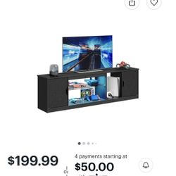 NEW IN BOX RETAILS AT $200 TV Cabinet with Storage and LED Light Strips Up to 75" - Black